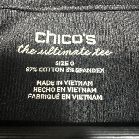 Chicos Top Womens Small The Ultimate Tee Sleeveless Black  Cotton Stretch Tank - Picture 3 of 6